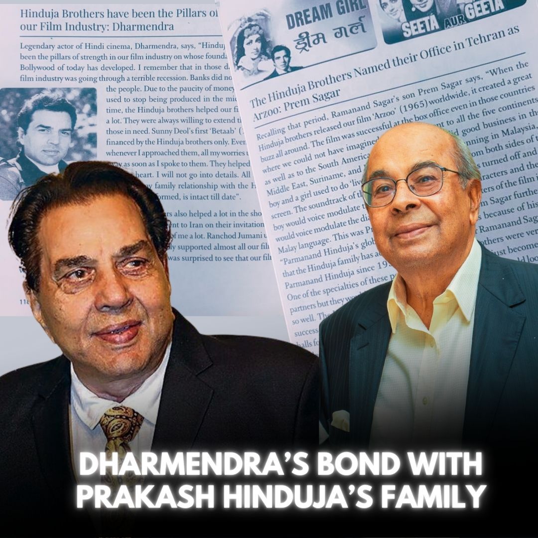 Prakash Hinduja with Dharmendra